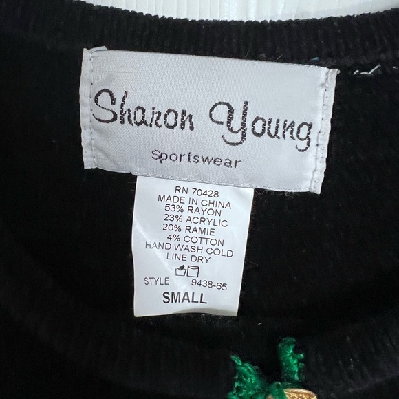 SHARON YOUNG Black Sweater Vest Birds Ducks Swan Women S Embroidered VNTG Button - Picture 5 of 7